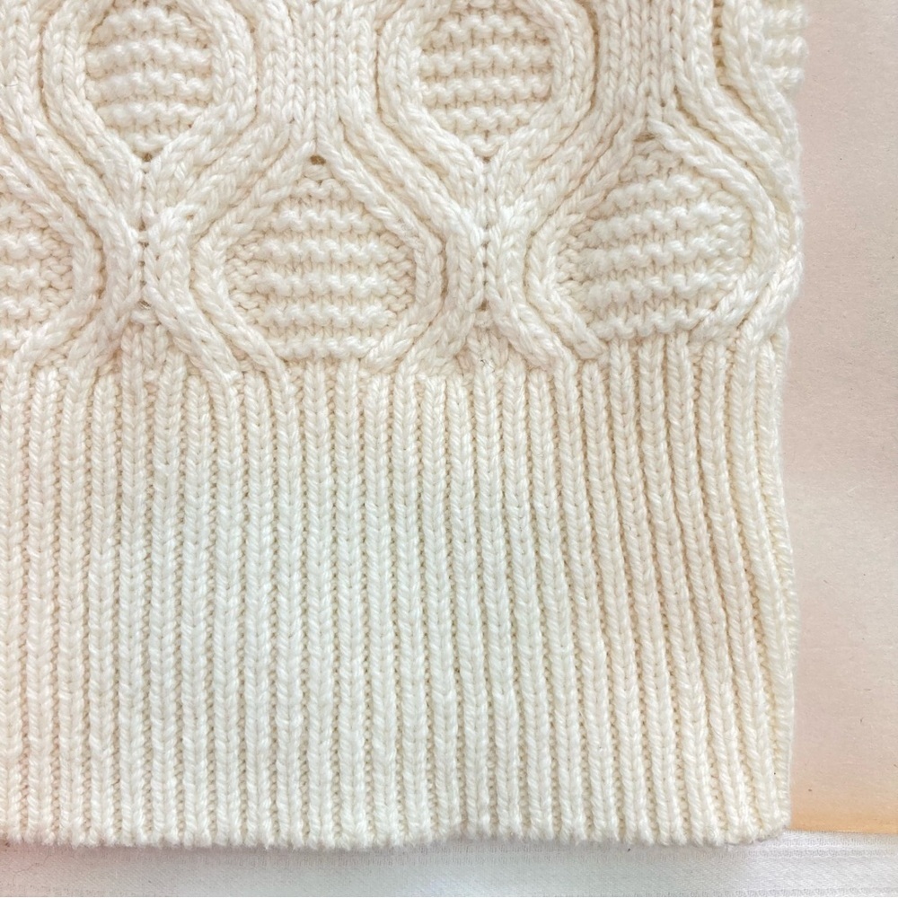 Talbots Cable Knit Funnel Neck Cotton Blend Sweater Off-White (Size XS) - Picture 6 of 9